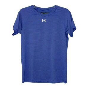 ❤️ 🆕 UNDER ARMOUR Heat Gear Womens Blue/White Striped SS Tee Shirt Size S